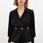 شومیز مشکی  برند SATEEN