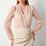 شومیز بلوز  بادی کرم ترک برند SATEEN