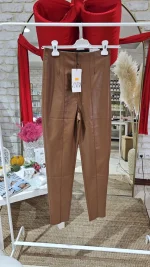شلوار چرم قهوه ایی ZARA - Image 2