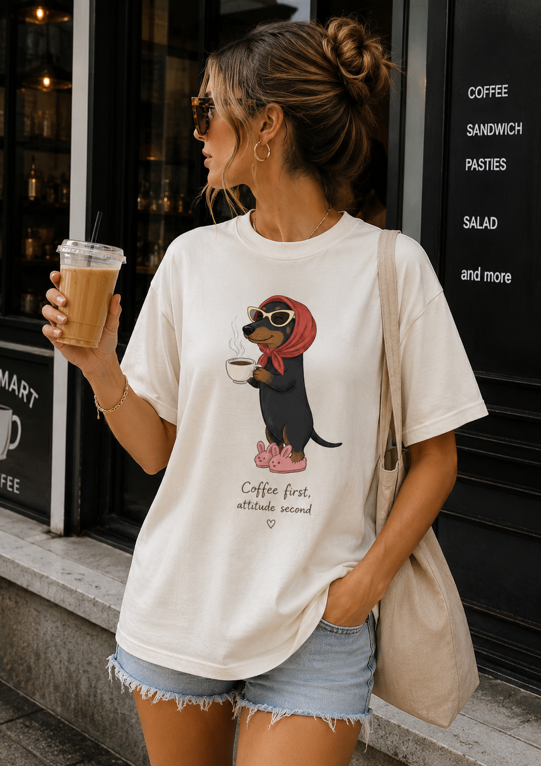 تیشرت ترک طرح coffee & dog