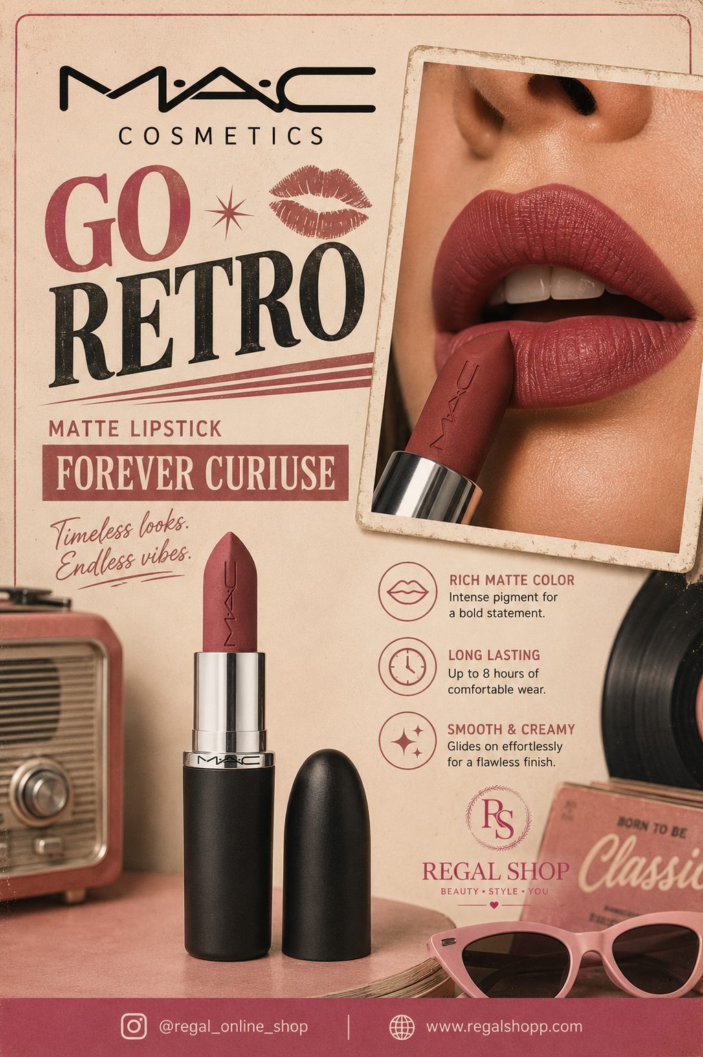 رژلب مات مک رنگ go retro