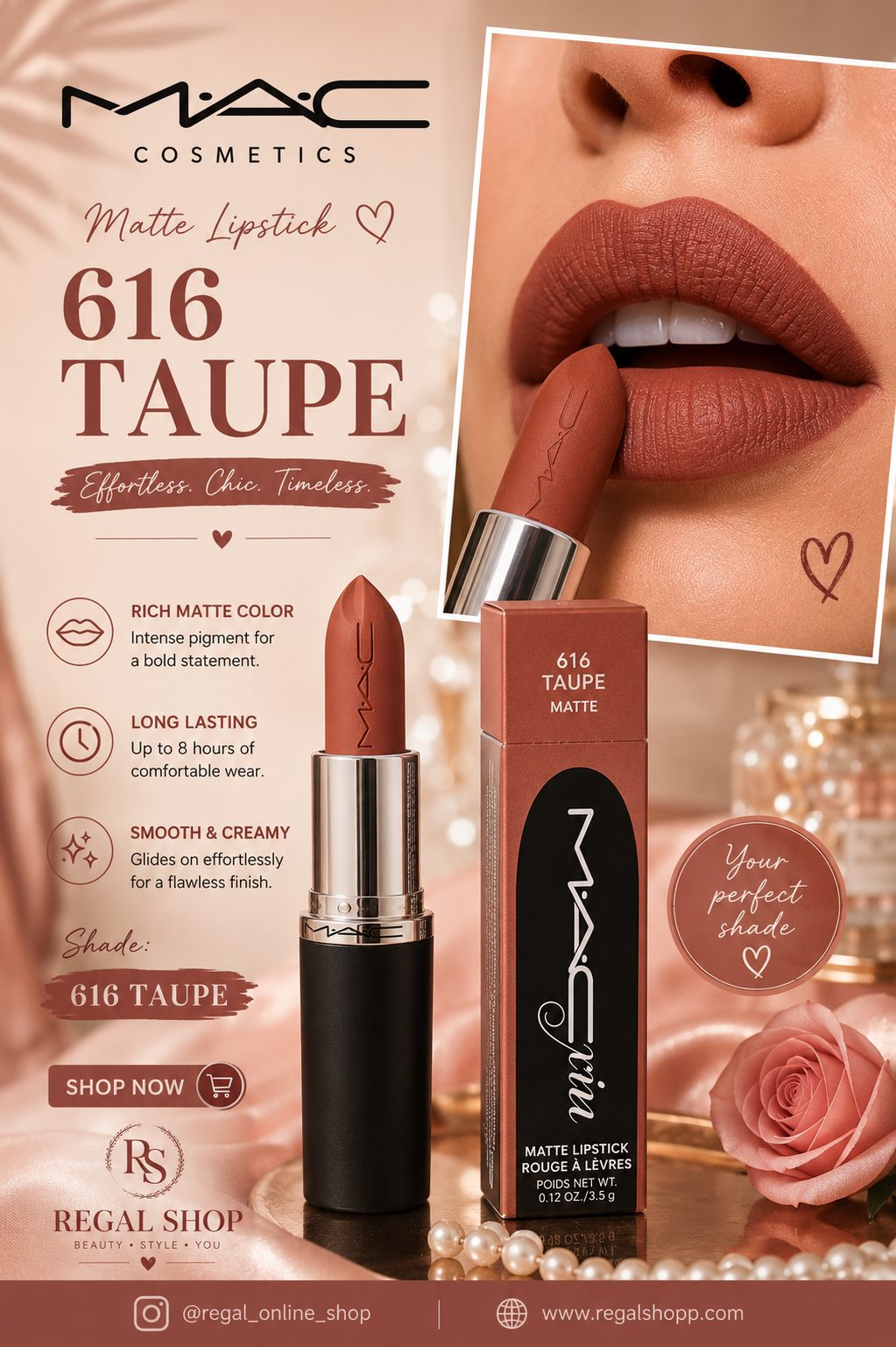 رژلب مات مک رنگ taupe