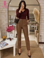 شلوار چرم قهوه ایی ZARA